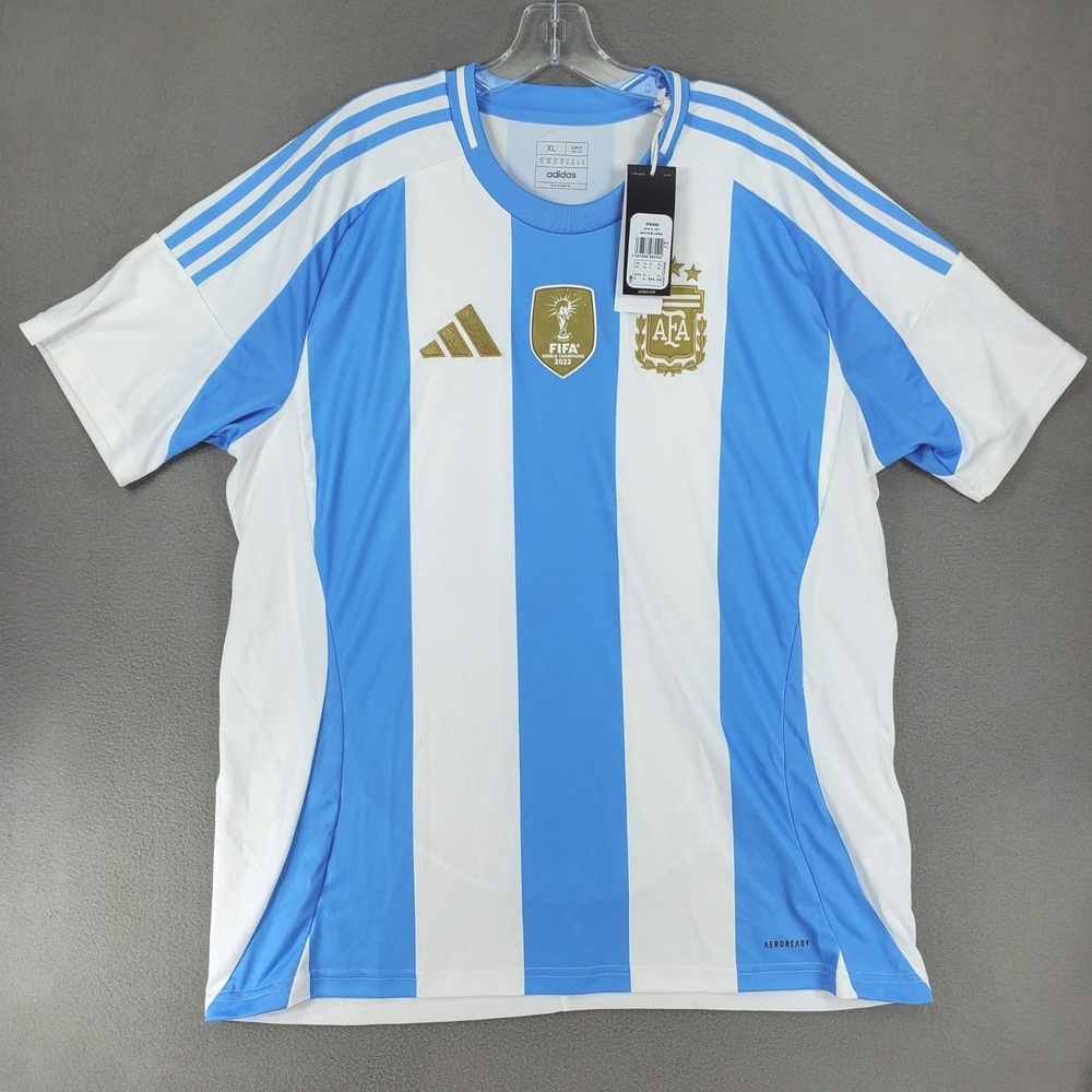 CUSTOM Adidas Soccer Jersey Men XL Blue Argentina 2022 World Cup Jordan 10 Messi
